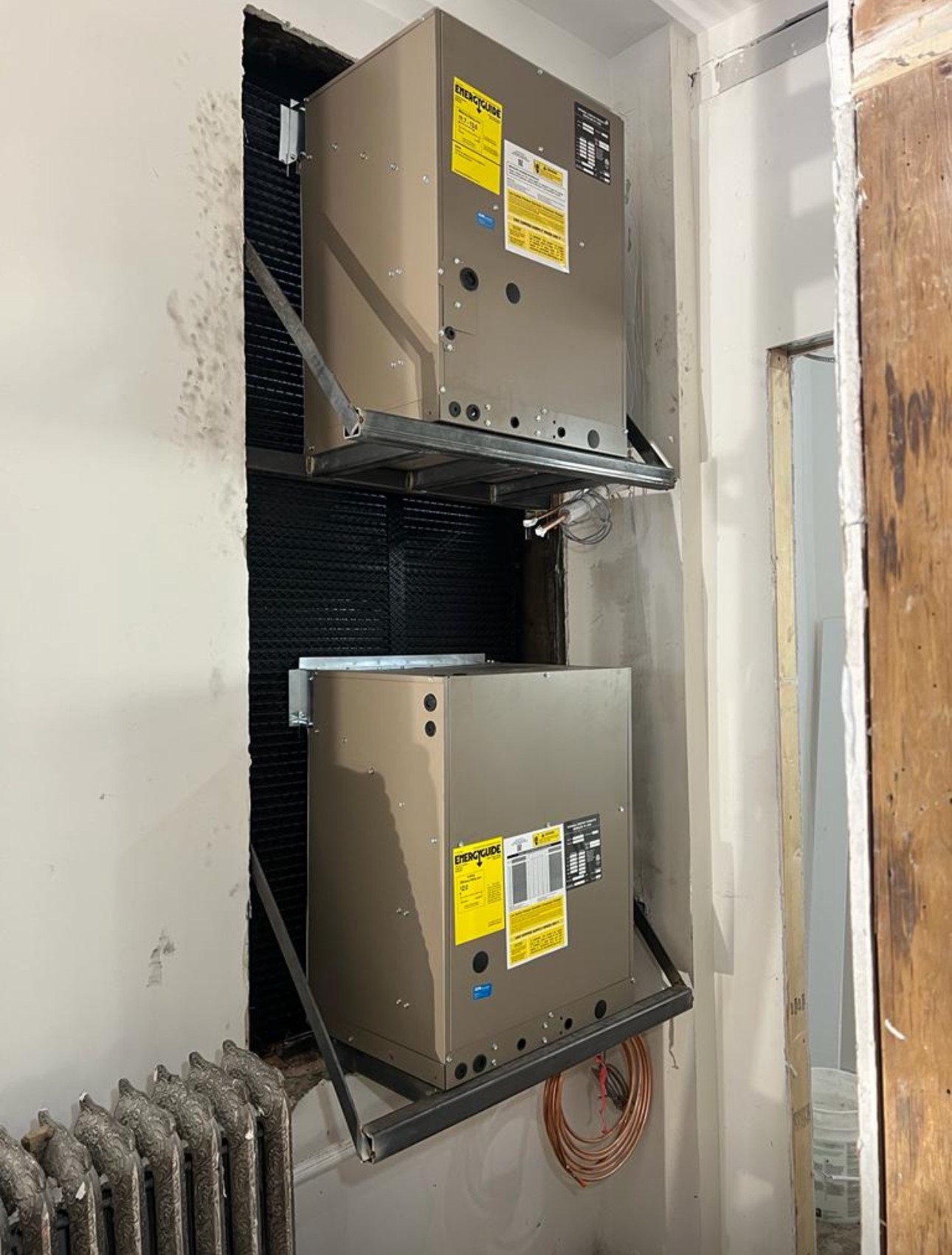 Before: HVAC system installation before and after